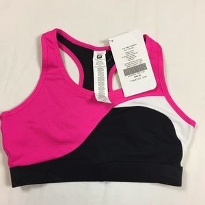 NWT Fabletics pink black white sports bra XS